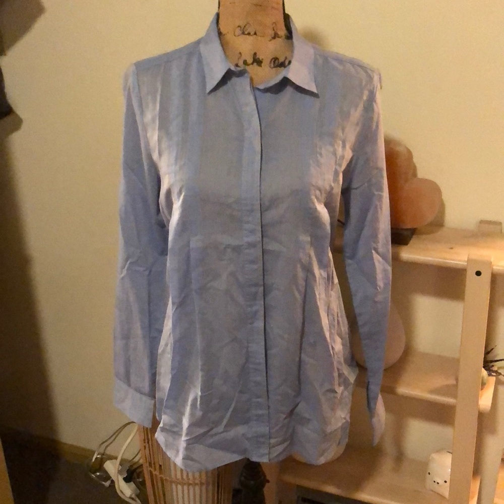 Lacoste sheer cotton pleated buttondown 38 medium